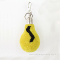 Wool Furry Keychains Lamp Bulb Shape Pom Poms Bag Keychain